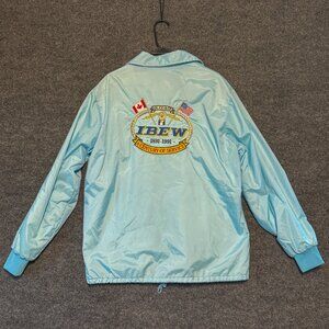 Team Jacket Vintage 90s Made In USA Mens Size L Blue Nylon Union Embroidered